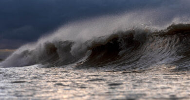 Frente fria traz ventos fortes e ondas de até 3m durante ressaca marítima em Ubatuba
