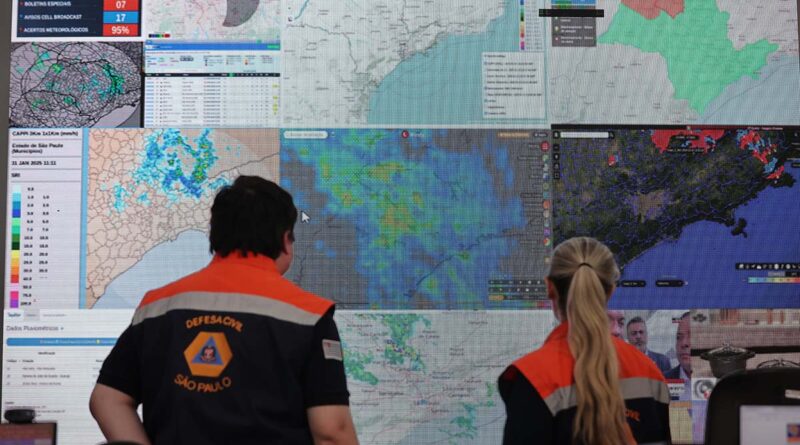 Defesa Civil alerta para temporais no litoral e em outras regiões de SP no fim de semana